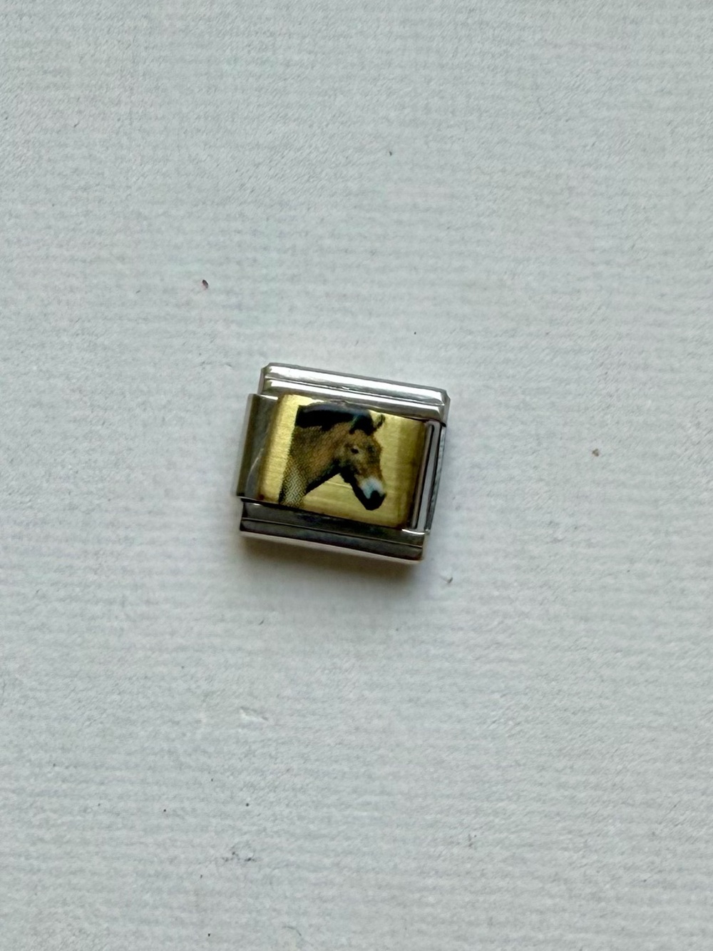 Italian charm link with gold-tone horse image